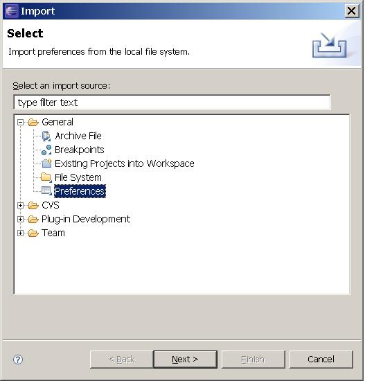Import Dialog Preferences