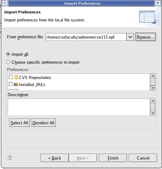 Import Preferences