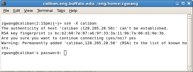 terminal with error message