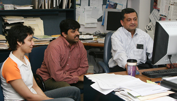 photo of professor advising students